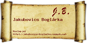 Jakubovics Boglárka névjegykártya
